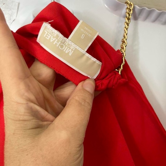MICHAEL Kors Red Sleeveless Top with Gold Straps - Picture 4 of 4
